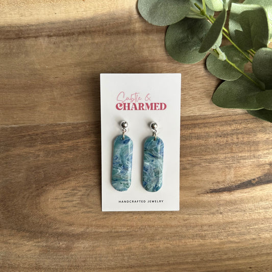 Blue Marbled Oval Dangles