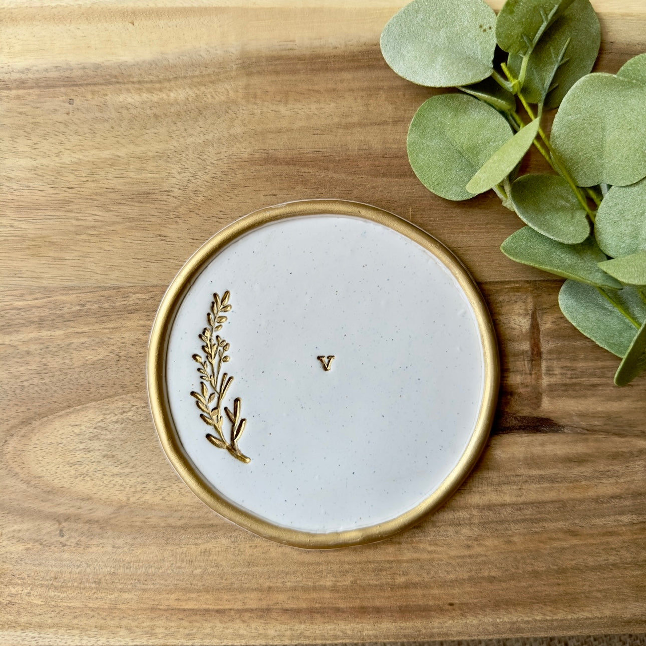 Custom Gold Initial Ring Dish